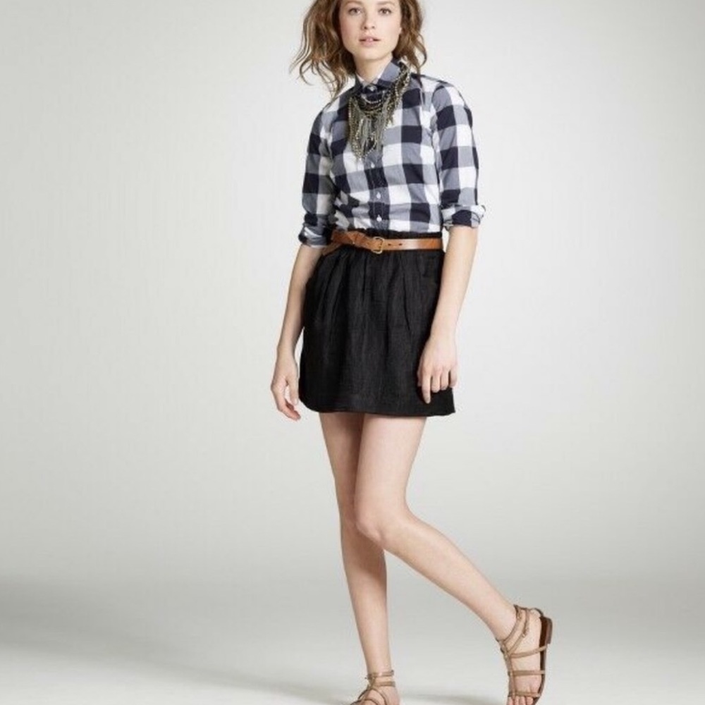 J Crew Linen Charter Skirt in Black